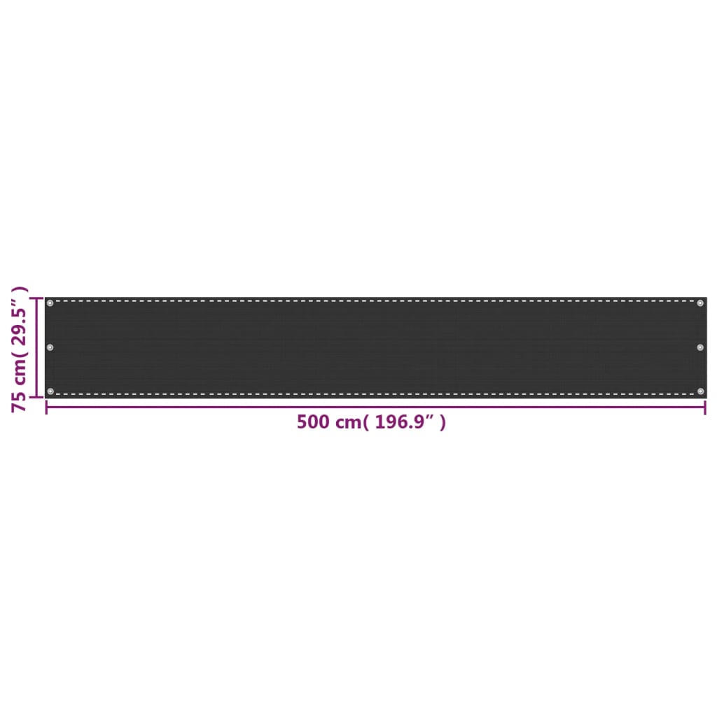 Balkonsko platno HDPE 75x500 cm antracitno