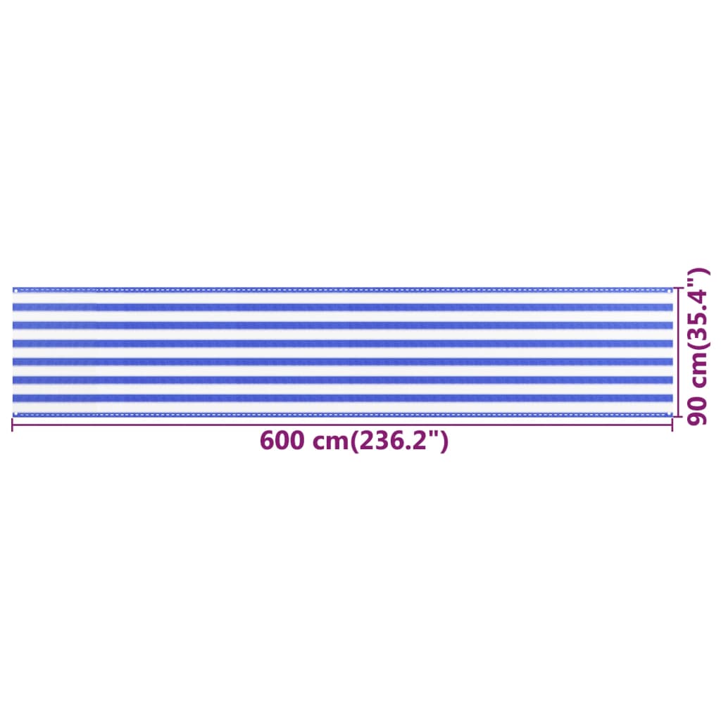 Balkonsko platno modro in belo 90x600 cm HDPE