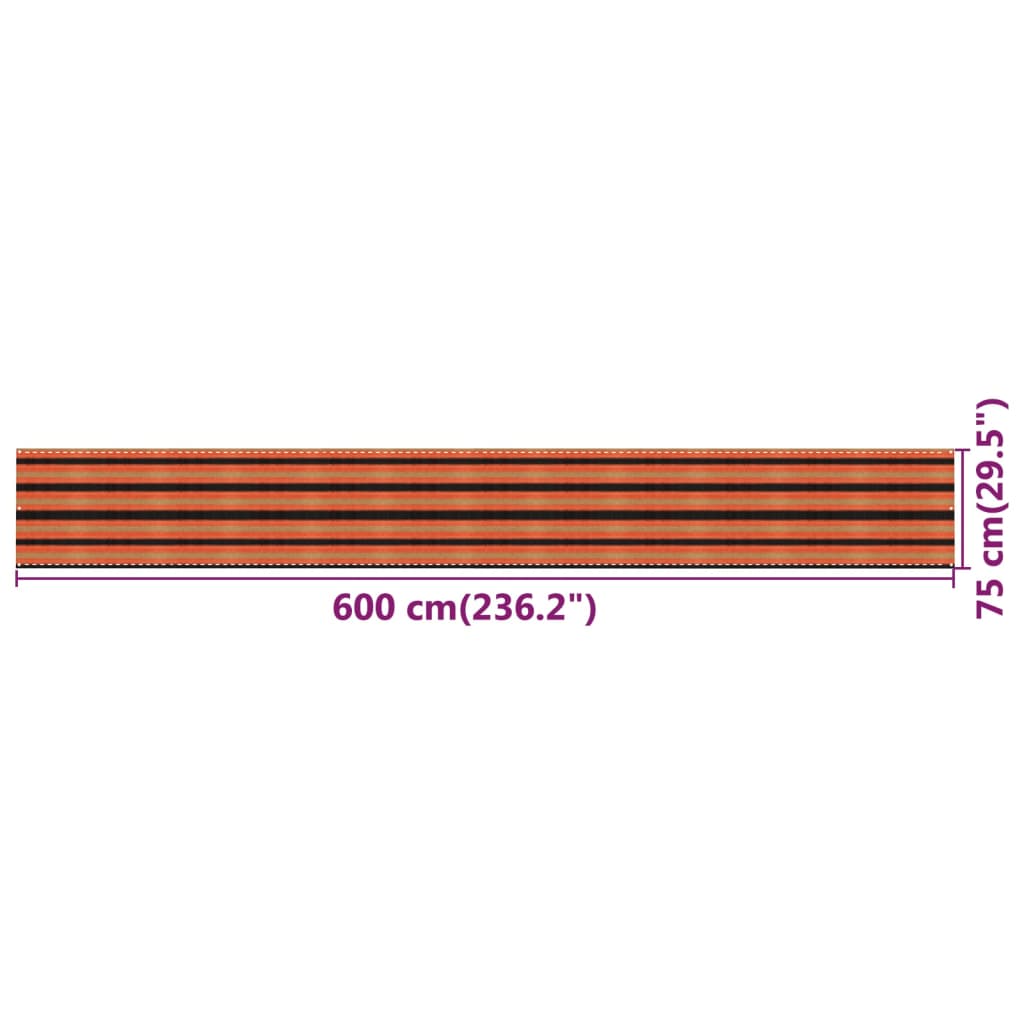 Balkonsko platno večbarvno 75x600 cm HDPE