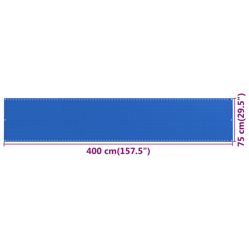 Balkonsko platno modro 75x400 cm HDPE