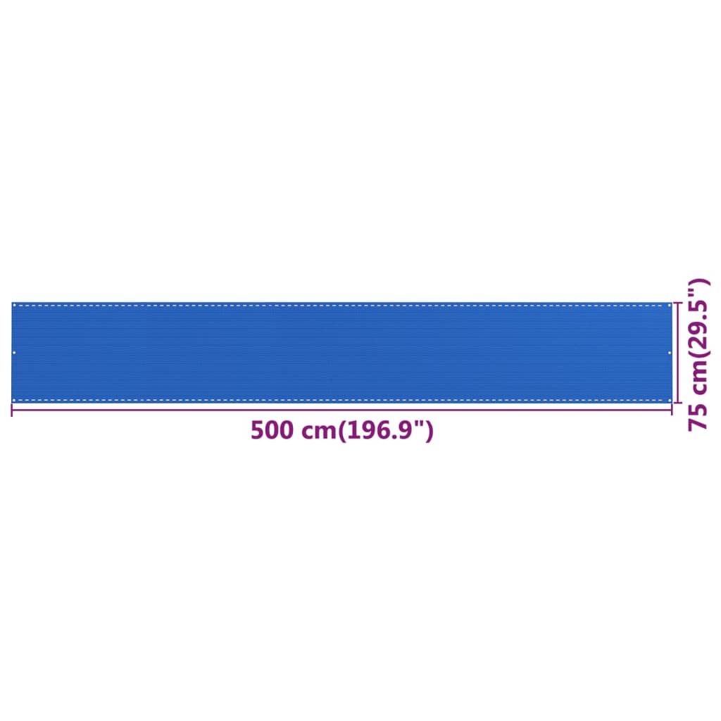 Balkonsko platno modro 75x500 cm HDPE