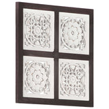 Ročno izrezljani stenski panel MDF 40x40x1,5 cm rjav in bel