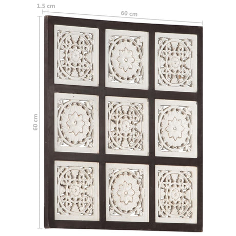 Ročno izrezljani stenski panel MDF 60x60x1,5 cm rjav in bel