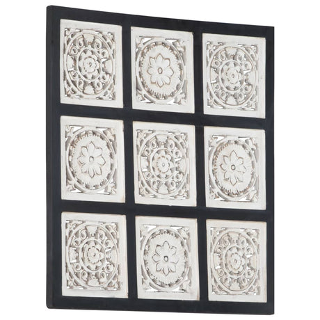 Ročno izrezljani stenski panel MDF 60x60x1,5 cm črn in bel