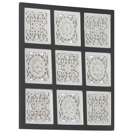 Ročno izrezljani stenski panel MDF 60x60x1,5 cm črn in bel