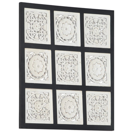 Ročno izrezljani stenski panel MDF 60x60x1,5 cm črn in bel