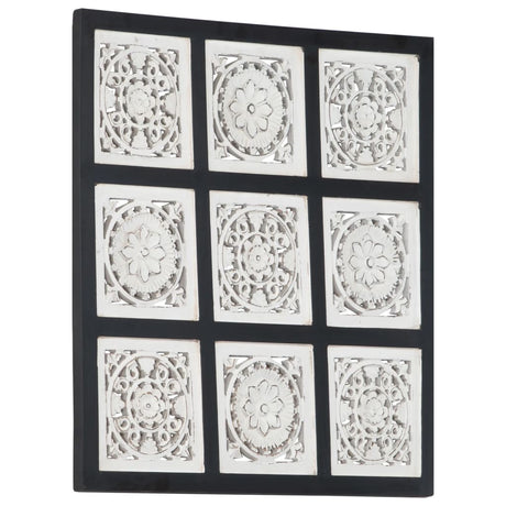 Ročno izrezljani stenski panel MDF 60x60x1,5 cm črn in bel