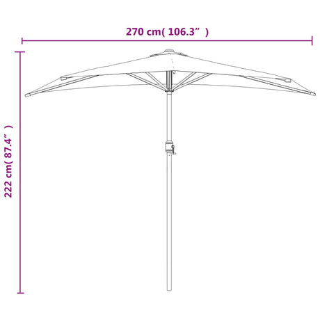 Balkonski senčnik z aluminijastim drogom terakota 270x144x222cm