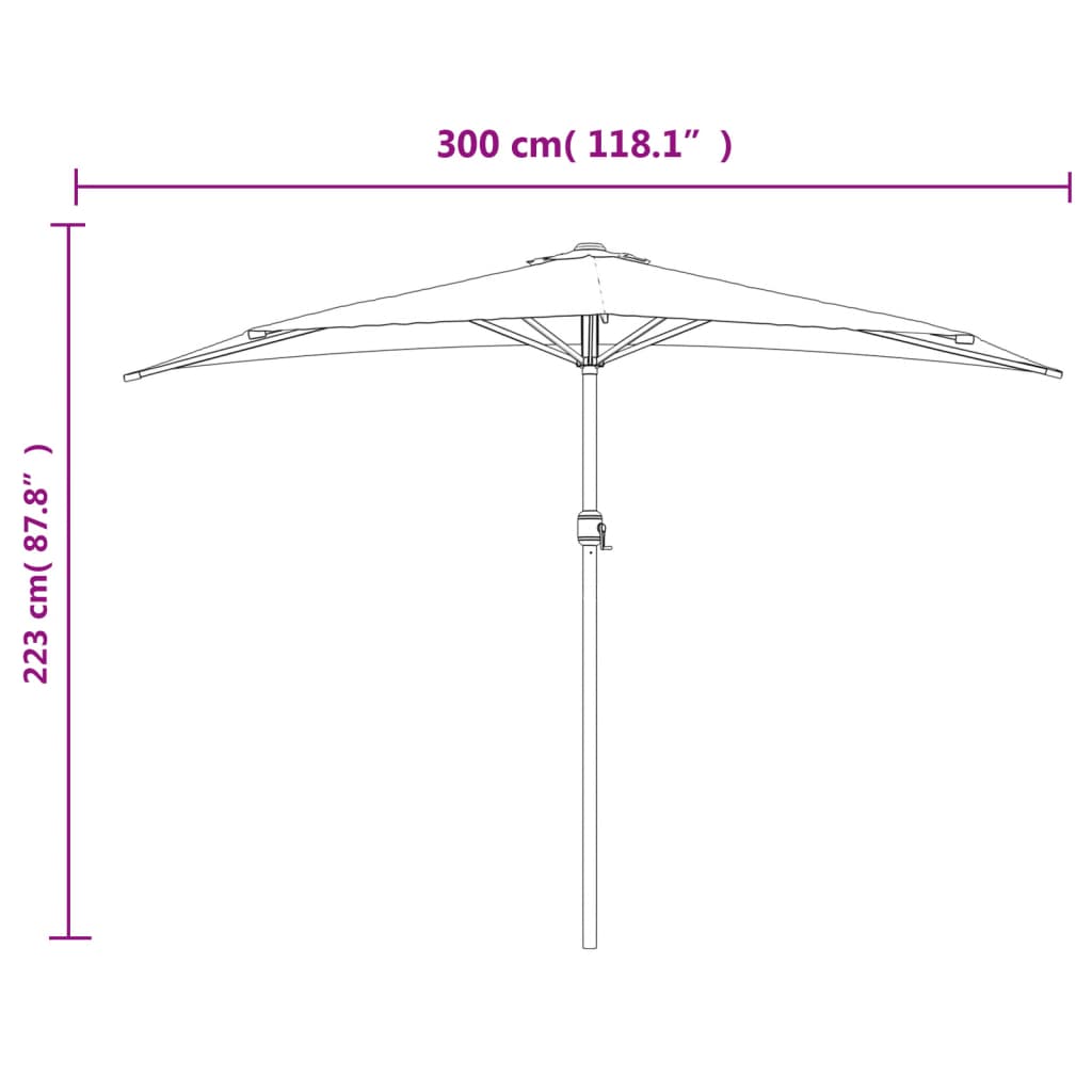 Balkonski senčnik z aluminijastim drogom terakota 300x155x223cm