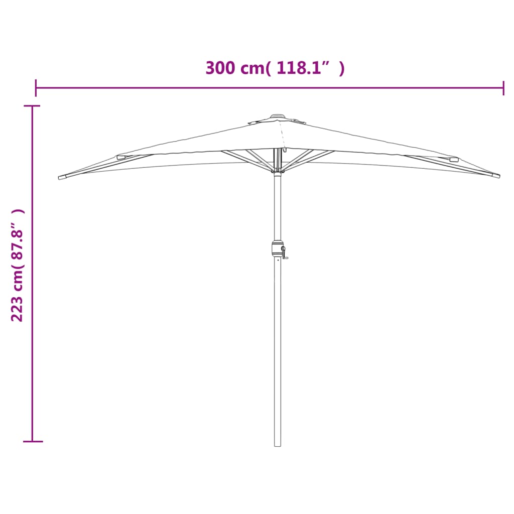 Balkonski senčnik z aluminijastim drogom 300x155x223 cm črn