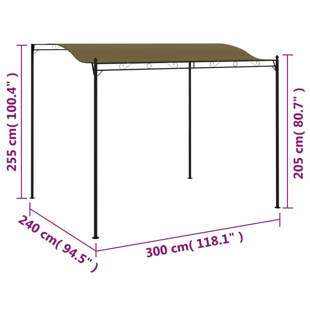 Nadstrešek za senco 3x2,4 m taupe 180 g/m²