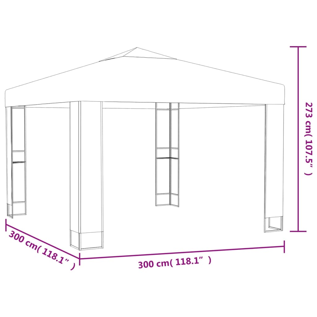 Paviljon z dvojno streho 3x3x2,7 m taupe 180 g/m²