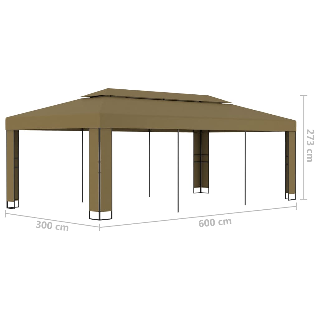 Paviljon z dvojno streho 3x6 m taupe 180 g/m²