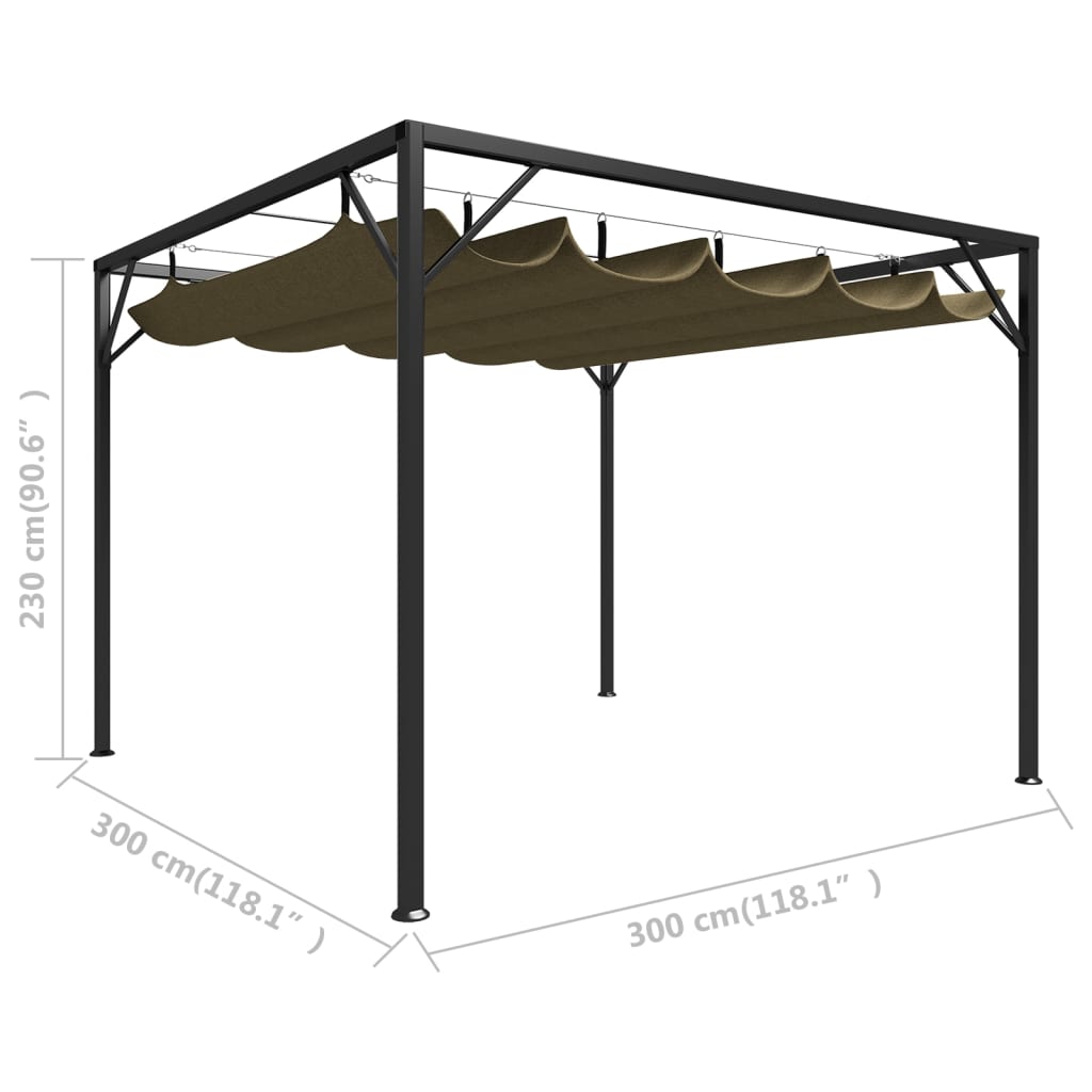 Vrtni paviljon z zložljivo streho 3x3 m taupe 180 g/m²