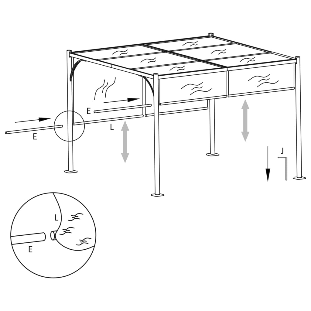 Vrtna pergola z zložljivo streho 3x3 m taupe 180 g/m²