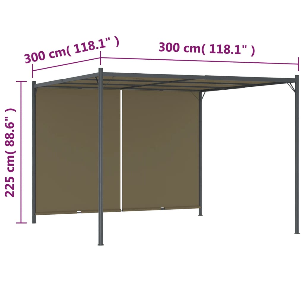 Vrtna pergola z zložljivo streho 3x3 m taupe 180 g/m²