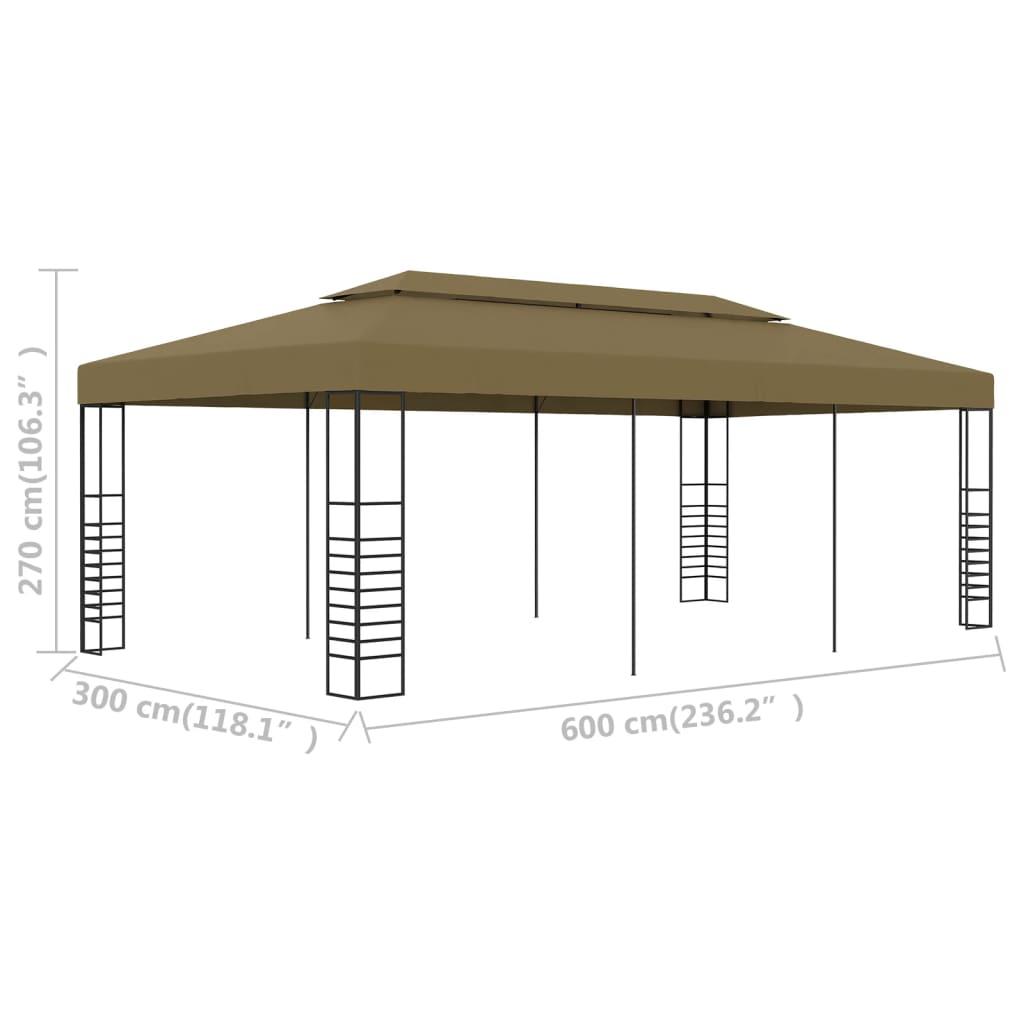 Vrtni paviljon 6x3x2,7 m taupe 180 g/m²