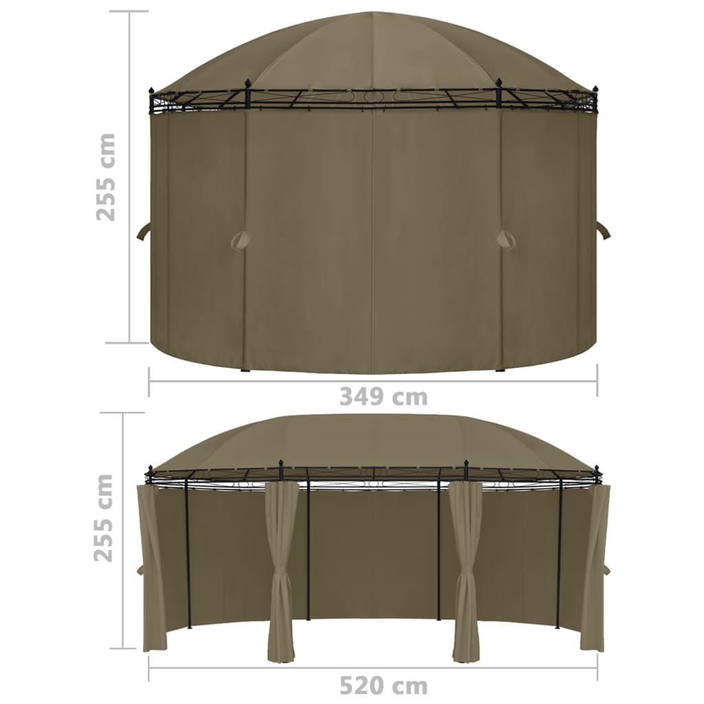 Paviljon z zavesami 520x349x255 cm taupe 180 g/m²