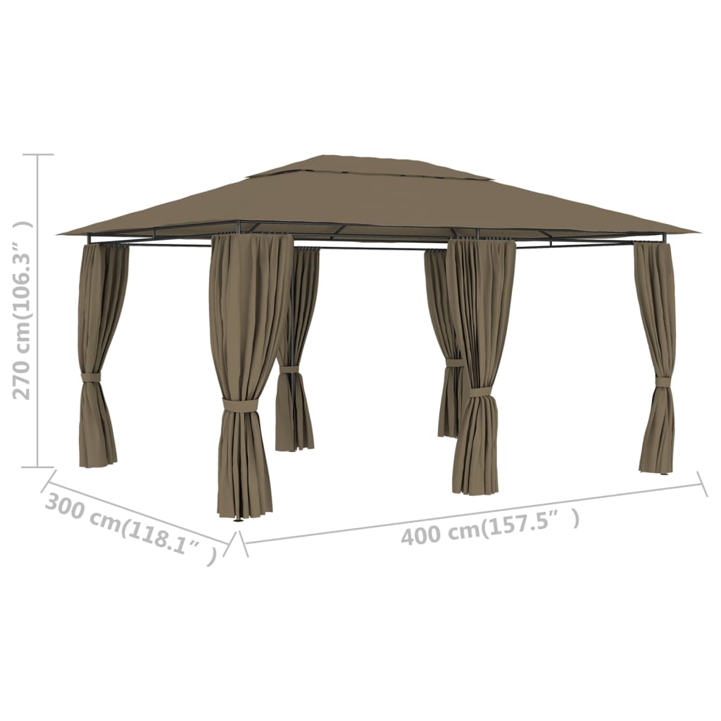 Vrtni šotor z zavesami 4x3 m taupe 180 g/m²