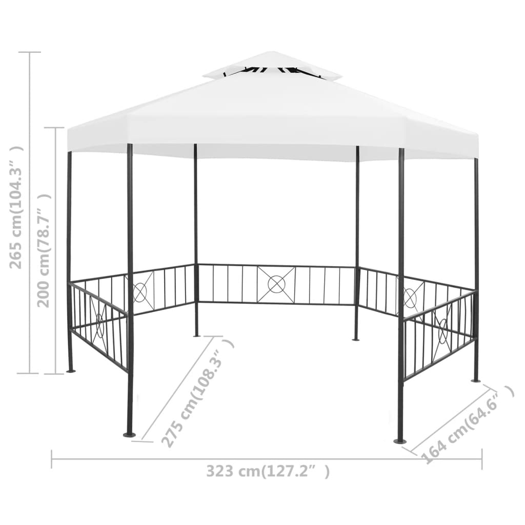 Vrtni paviljon 323x275x265 cm bel 180 g/m²