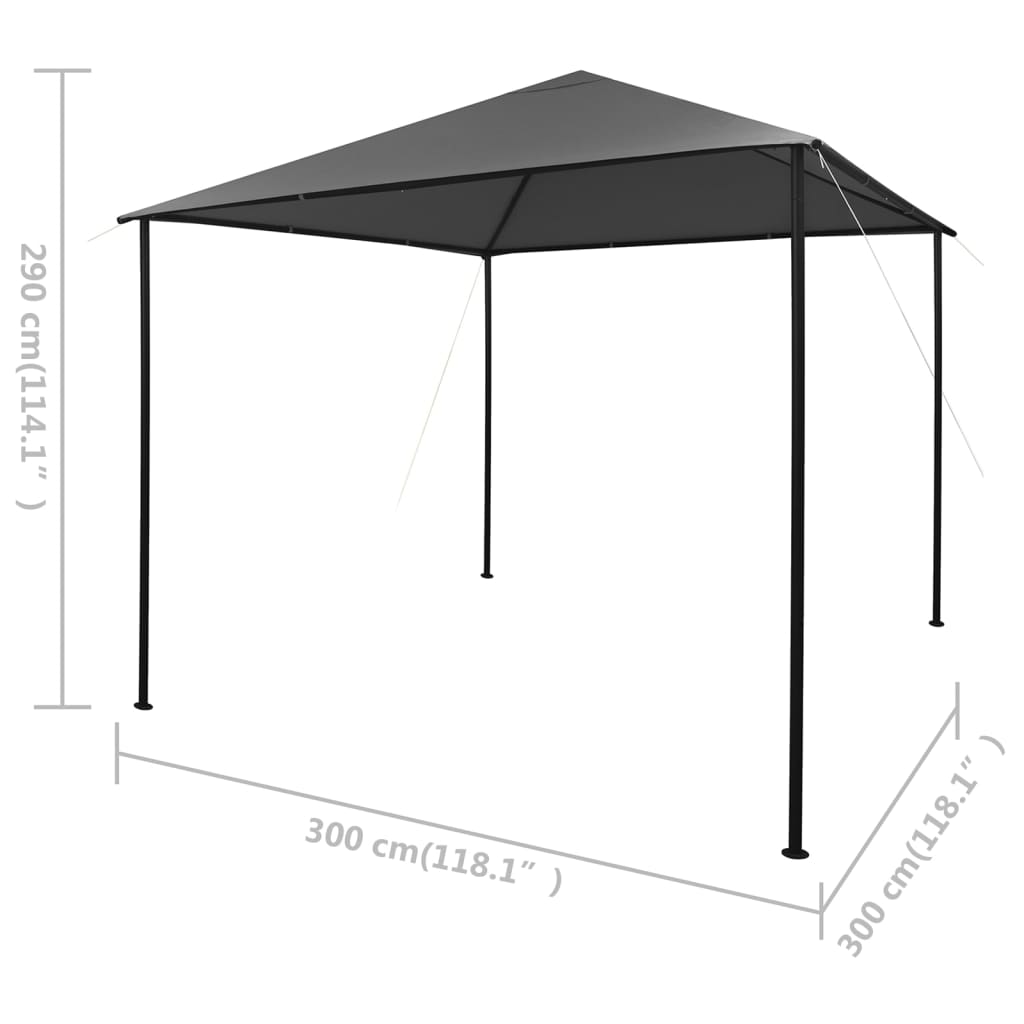 Paviljon 3x3 m antraciten iz blaga in jekla 180 g/m²