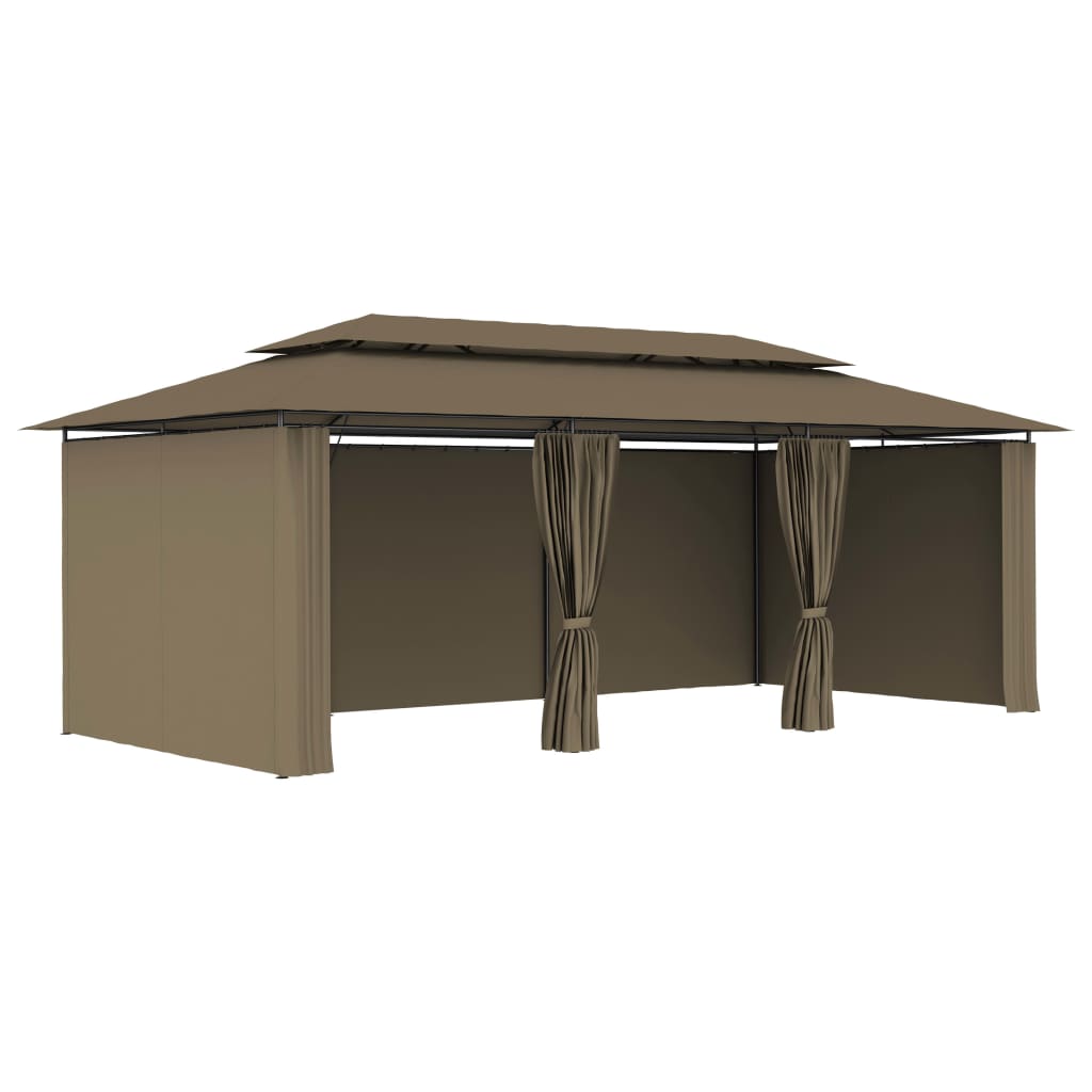 Paviljon z zavesami 600x298x270 cm taupe 180 g/m²