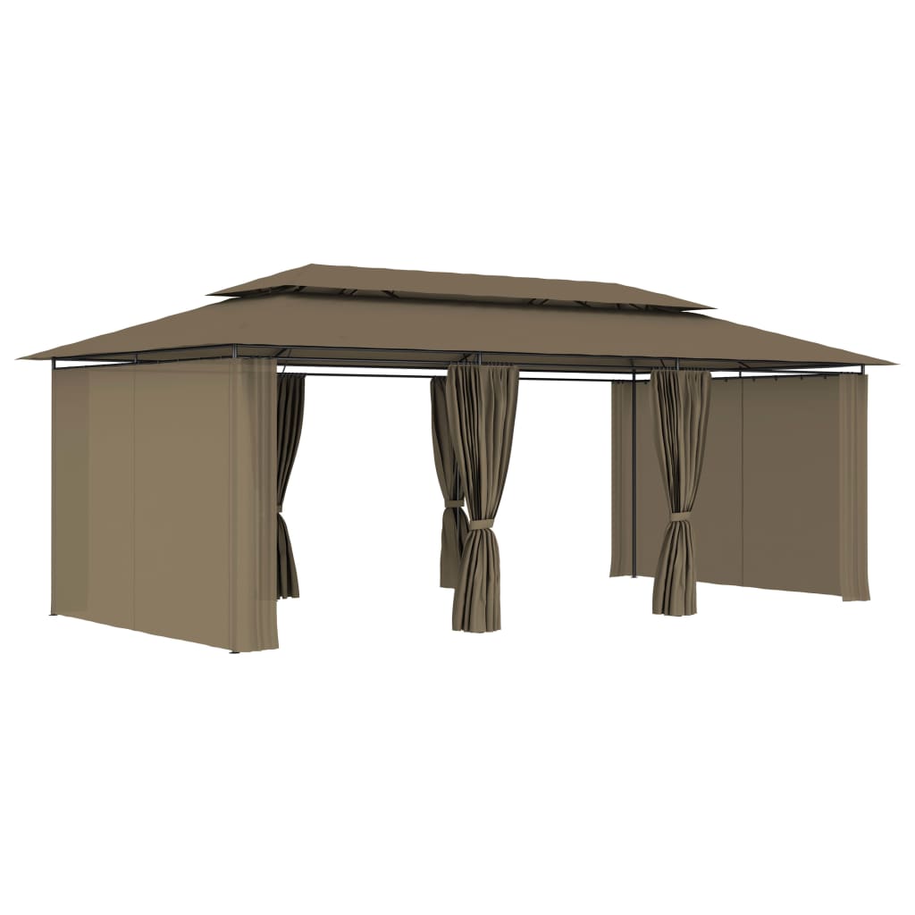 Paviljon z zavesami 600x298x270 cm taupe 180 g/m²