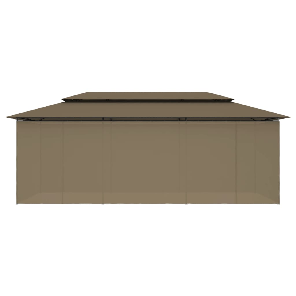 Paviljon z zavesami 600x298x270 cm taupe 180 g/m²