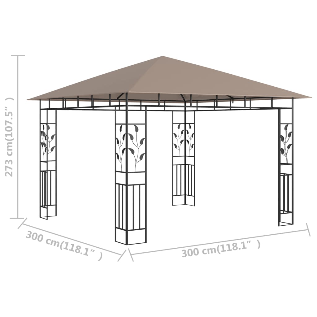 Paviljon z mrežo proti komarjem 3x3x2,73 m taupe 180 g/m²