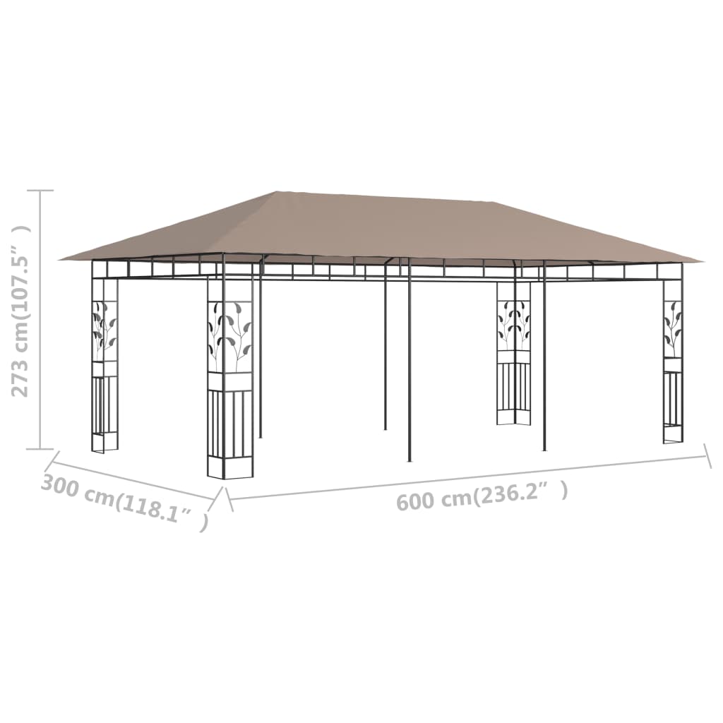 Paviljon z mrežo proti komarjem 6x3x2,73 m taupe 180 g/m²