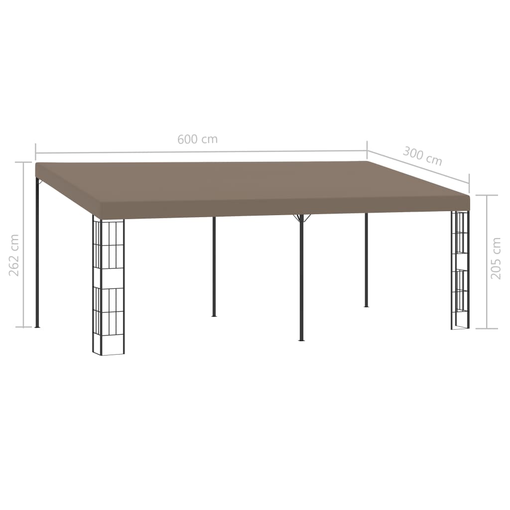 Paviljon za namestitev na steno 6x3 m taupe blago