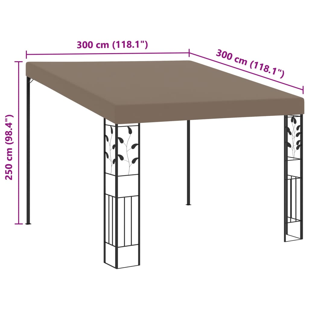 Paviljon za namestitev na steno 3x3x2,5 m taupe