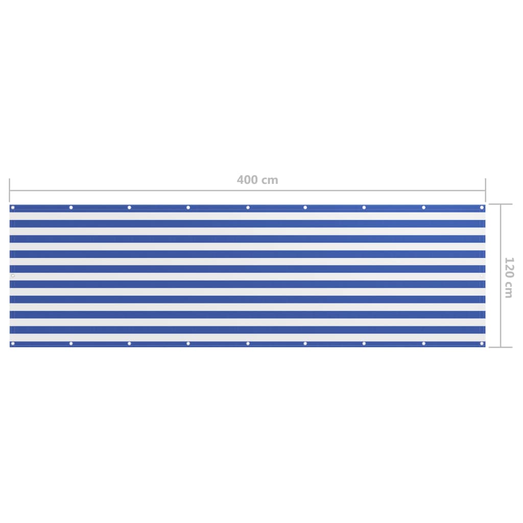 Balkonsko platno belo in modro 120x400 cm oksford blago