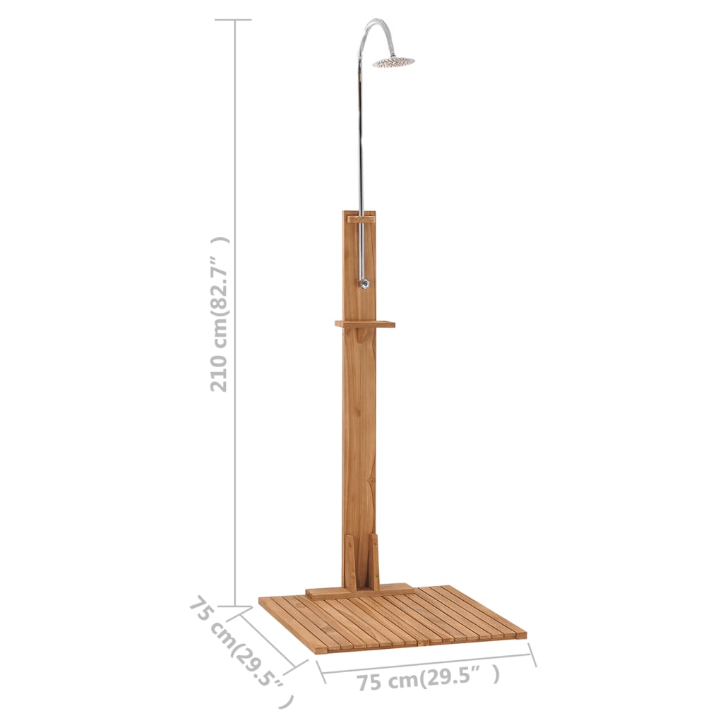 Vrtni tuš 75x75x210 cm trdna tikovina