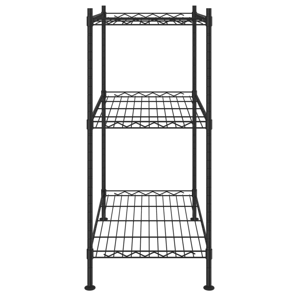 3-nadstropni regal 60x35x76 cm črn 150 kg