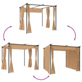 Paviljon z zavesami 3x3 m taupe jeklo