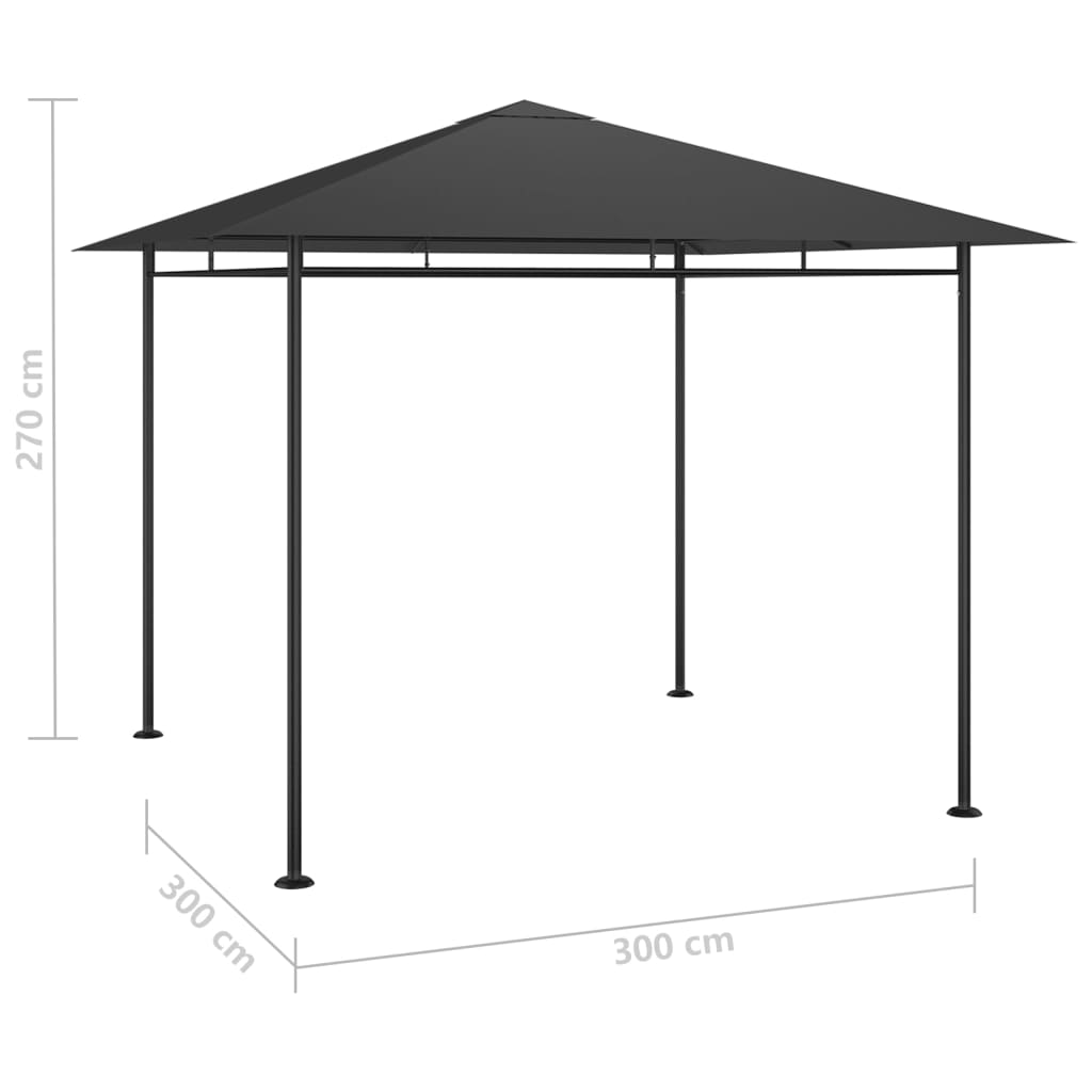 Paviljon 3x3x2,7 m antraciten 180 g/m²