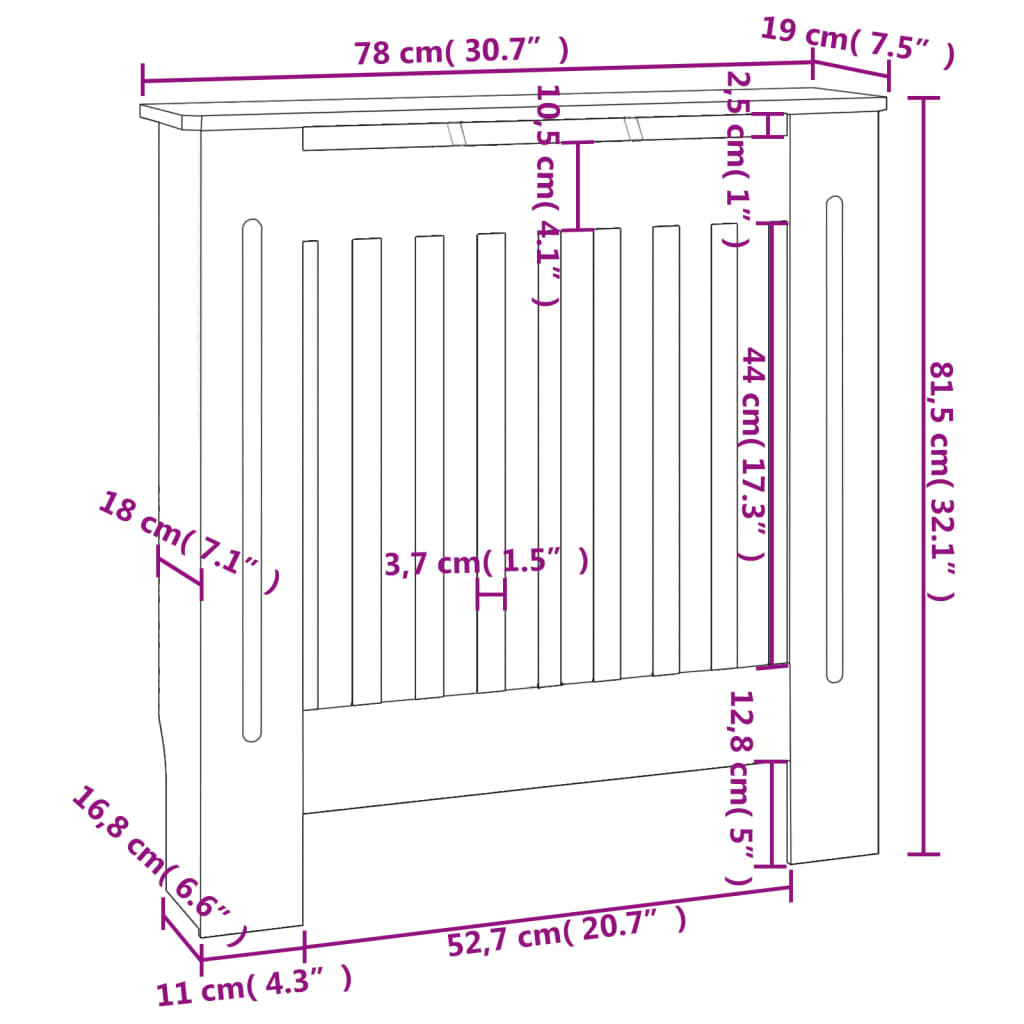 Pokrov za radiator MDF črn 78 cm