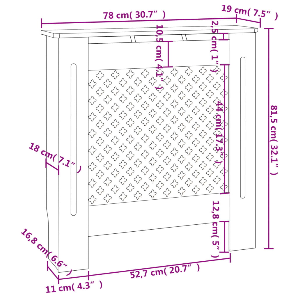 Pokrov za radiator MDF bel 78 cm