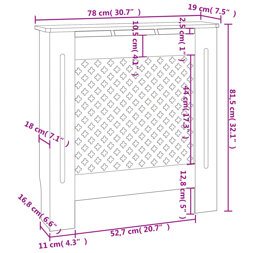 Pokrov za radiator MDF črn 78 cm