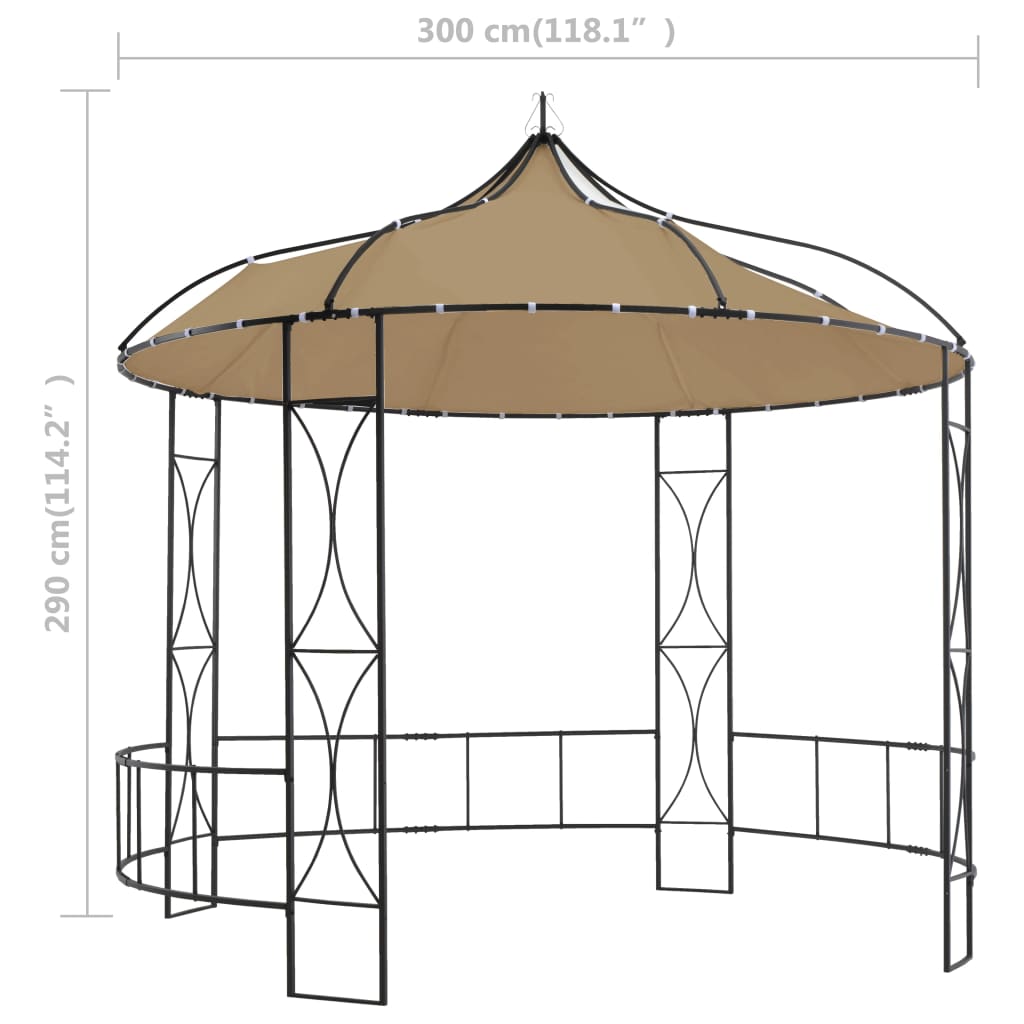 Paviljon 300x290 cm taupe okrogel