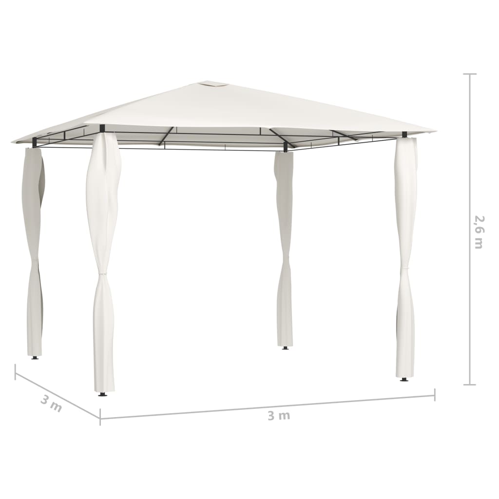 Paviljon s pokritimi stebri 3x3x2,6 m krem 160 g/m²