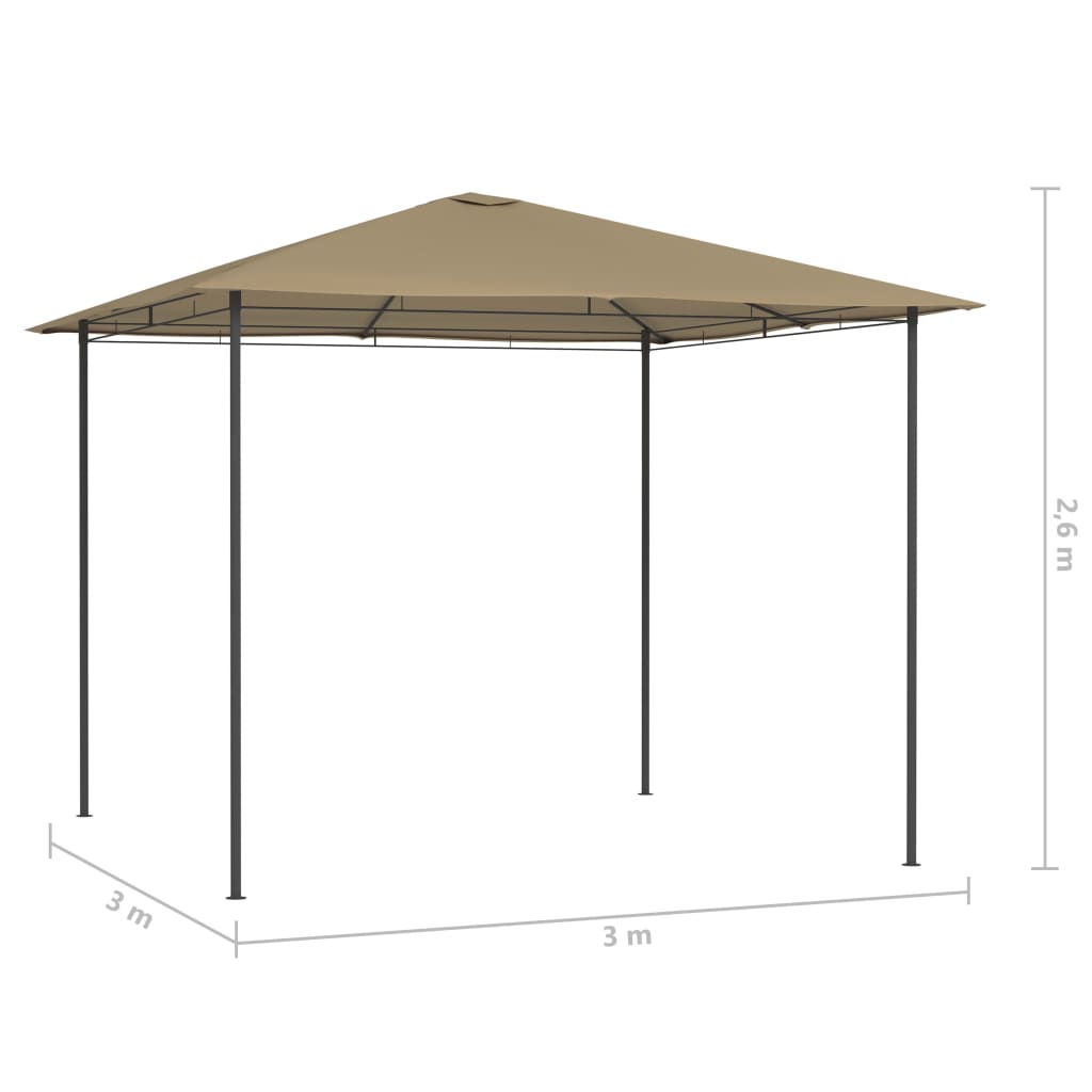 Paviljon 3x3x2,6 m taupe 160 g/m²