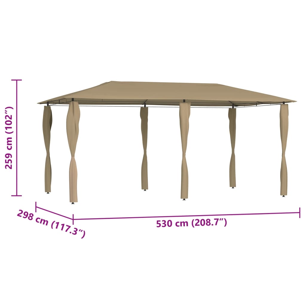 Paviljon s pokritimi stebri 2,98x5,3x2,59 m taupe 160 g/m²