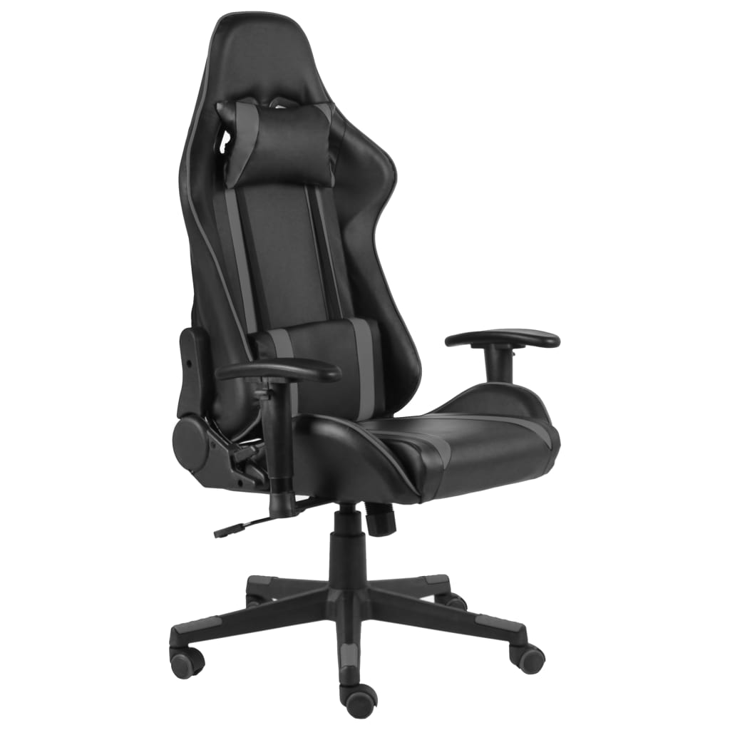 Vrtljiv gaming stol siv PVC