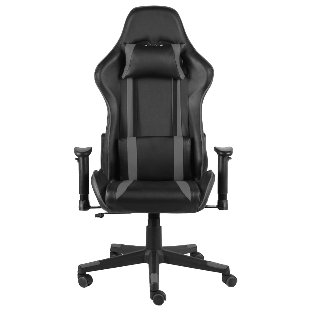 Vrtljiv gaming stol siv PVC