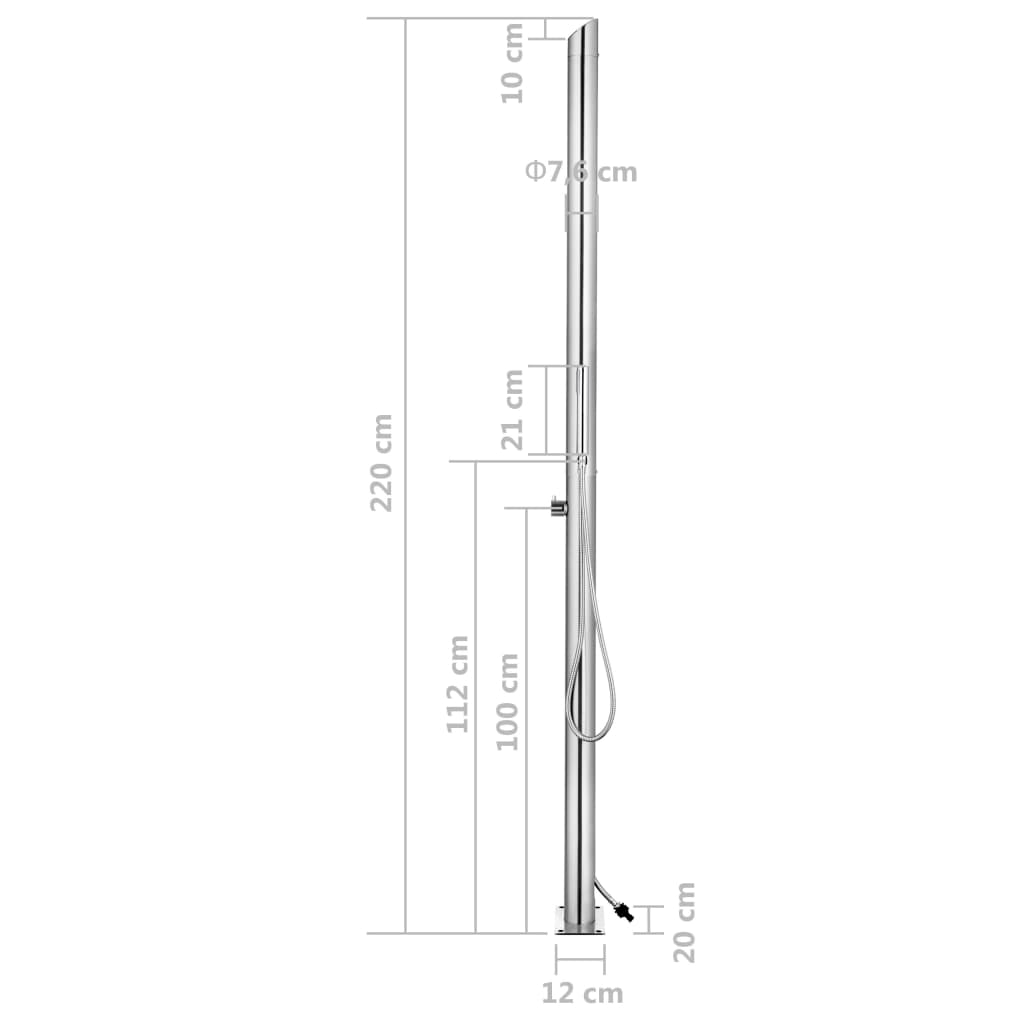 Vrtni tuš 220 cm nerjaveče jeklo