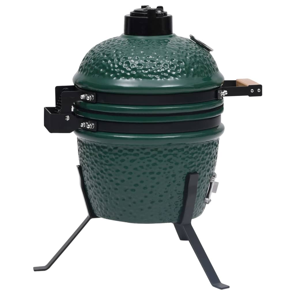 Kamado žar za dimljenje 2 v 1 iz keramike 56 cm zelen