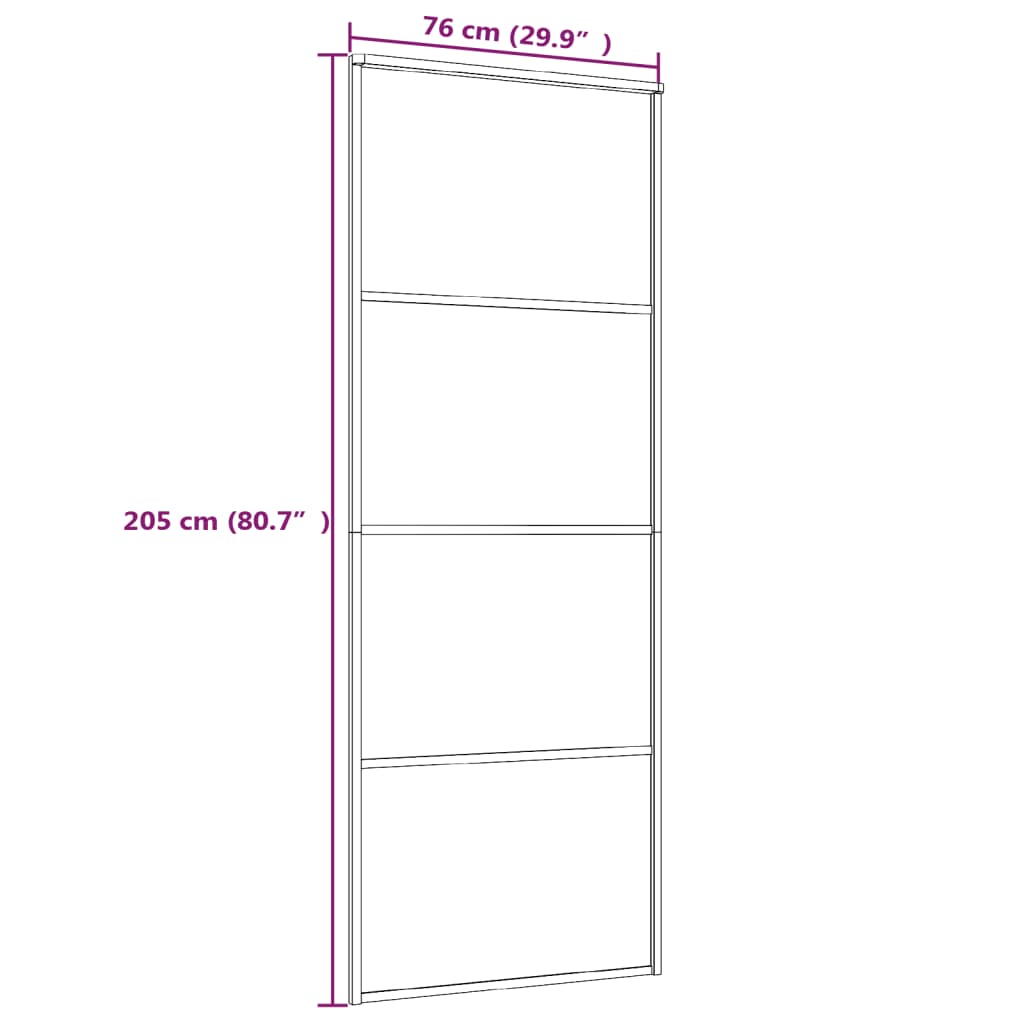 Drsna vrata iz aluminija in ESG stekla 76x205 cm črna