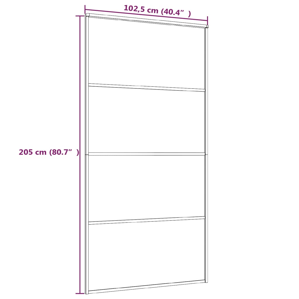 Drsna vrata iz aluminija in ESG stekla 102,5x205 cm črna